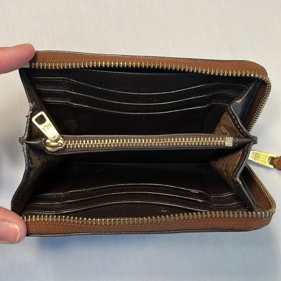 VTG Lauren Ralph Lauren leather wallet 2-sided zip expandable - Picture 8 of 15